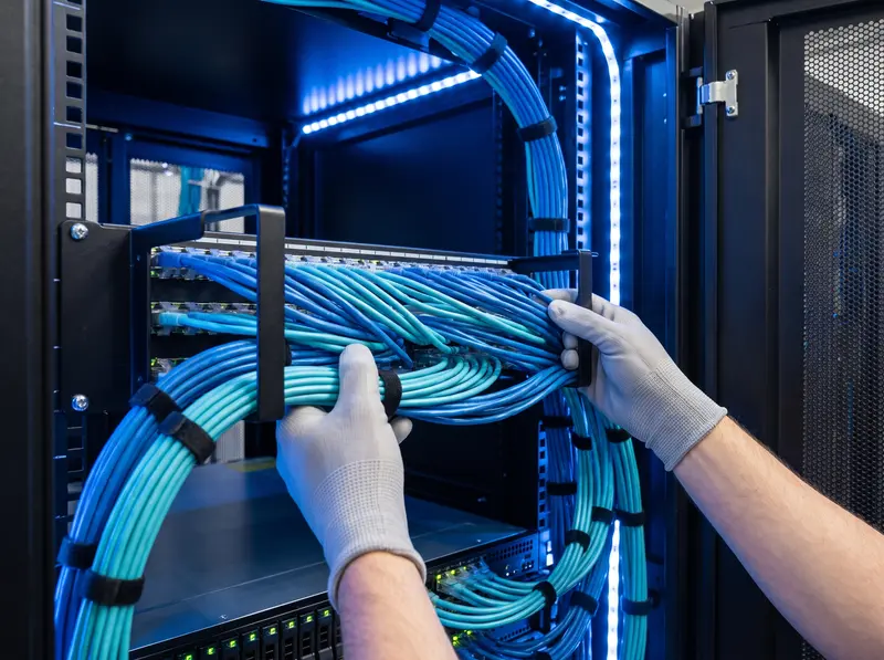 Structured cabling and network rack detail