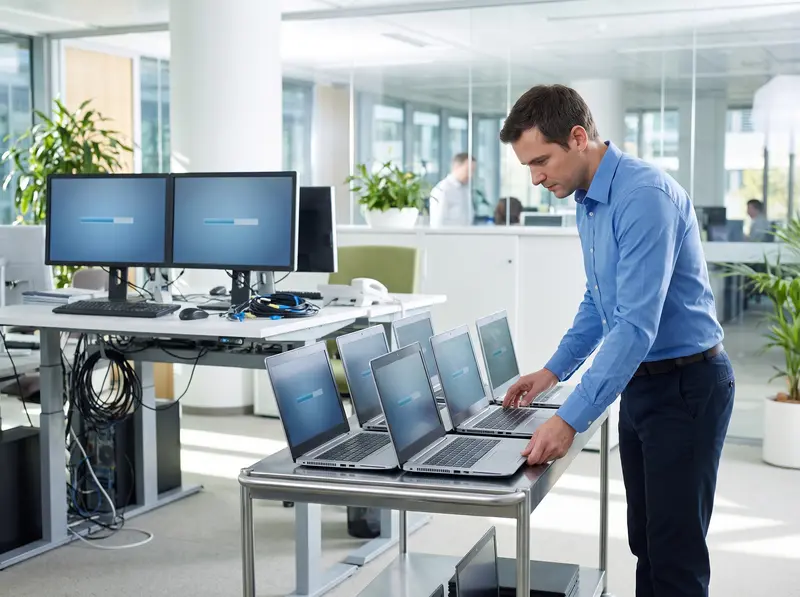 Technician staging and imaging devices for deployment